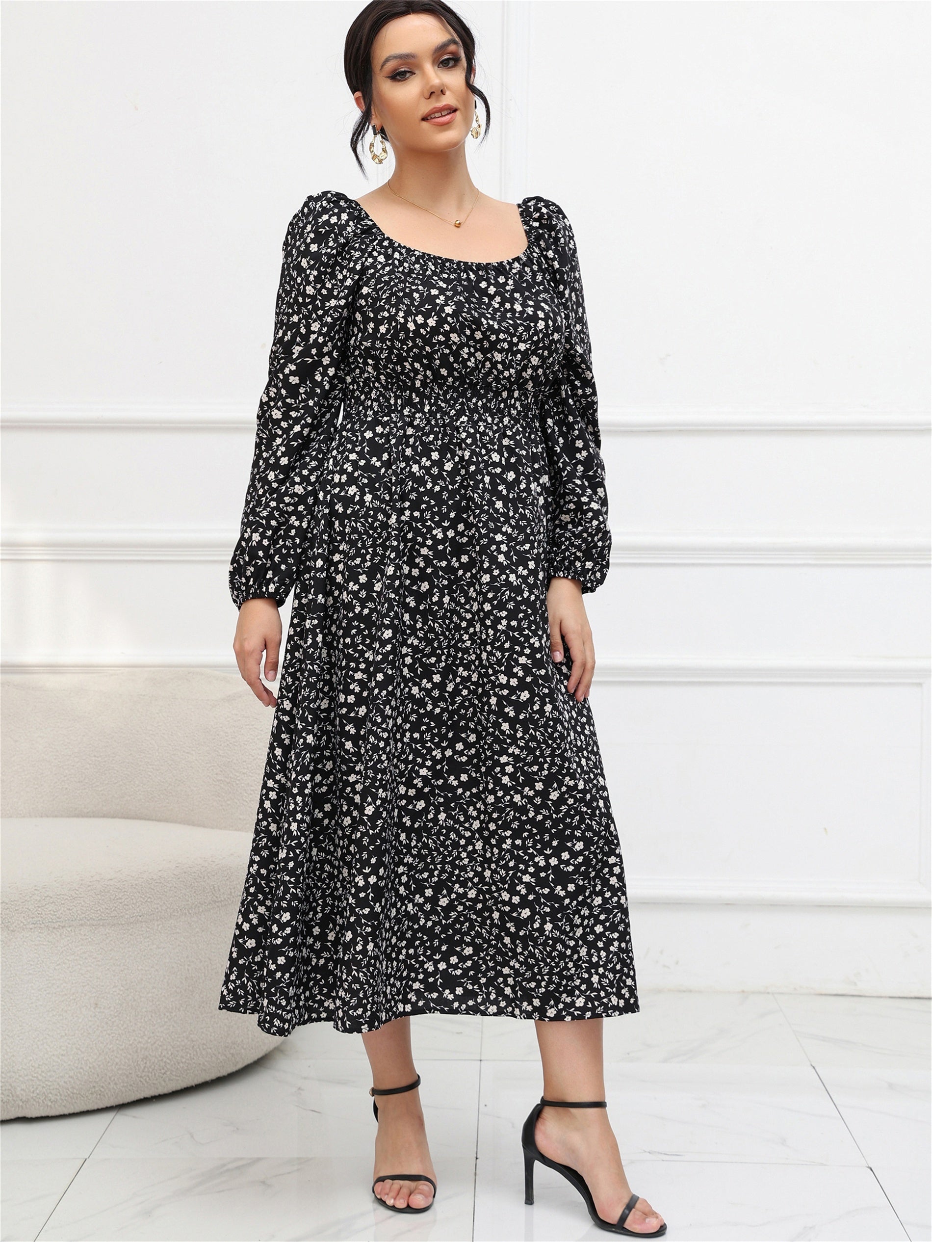  Women's Ditsy Floral Print Maxi Dress