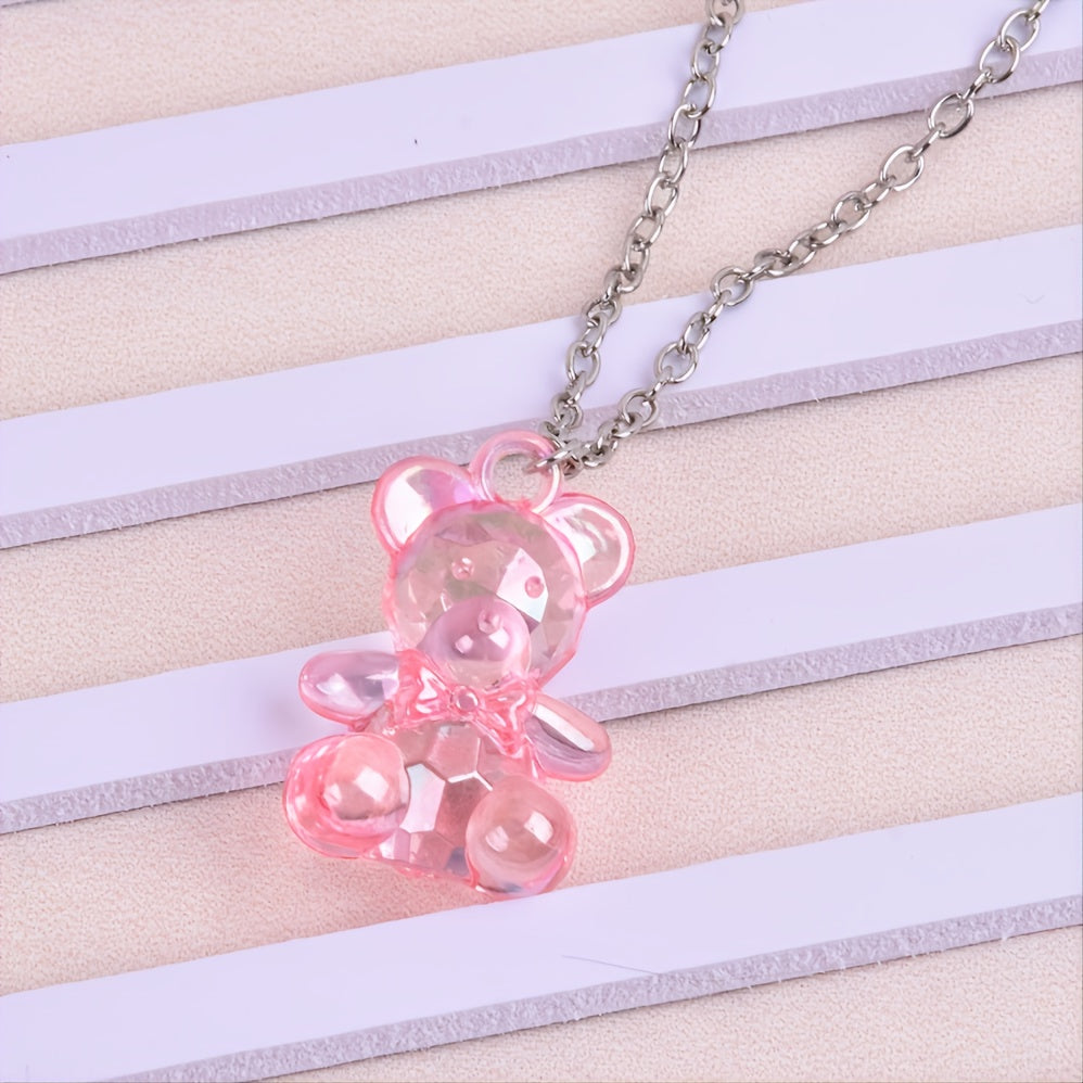 3pcs Acrylic Bear Sweater Chain Necklace