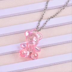 3pcs Acrylic Bear Sweater Chain Necklace