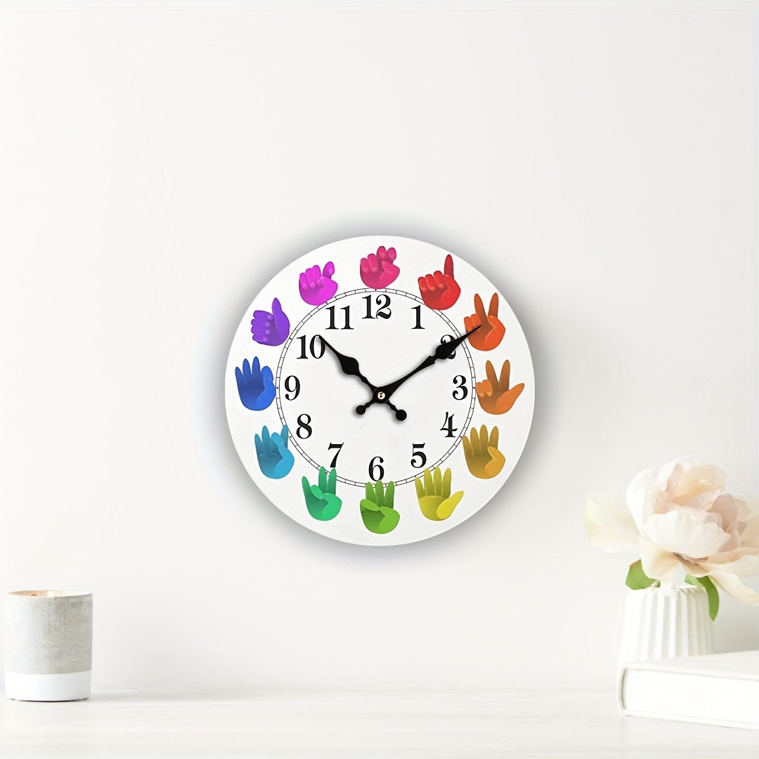 Sign Language Wall Clock Rainbow Silent Gift Farmhouse Wall Decor