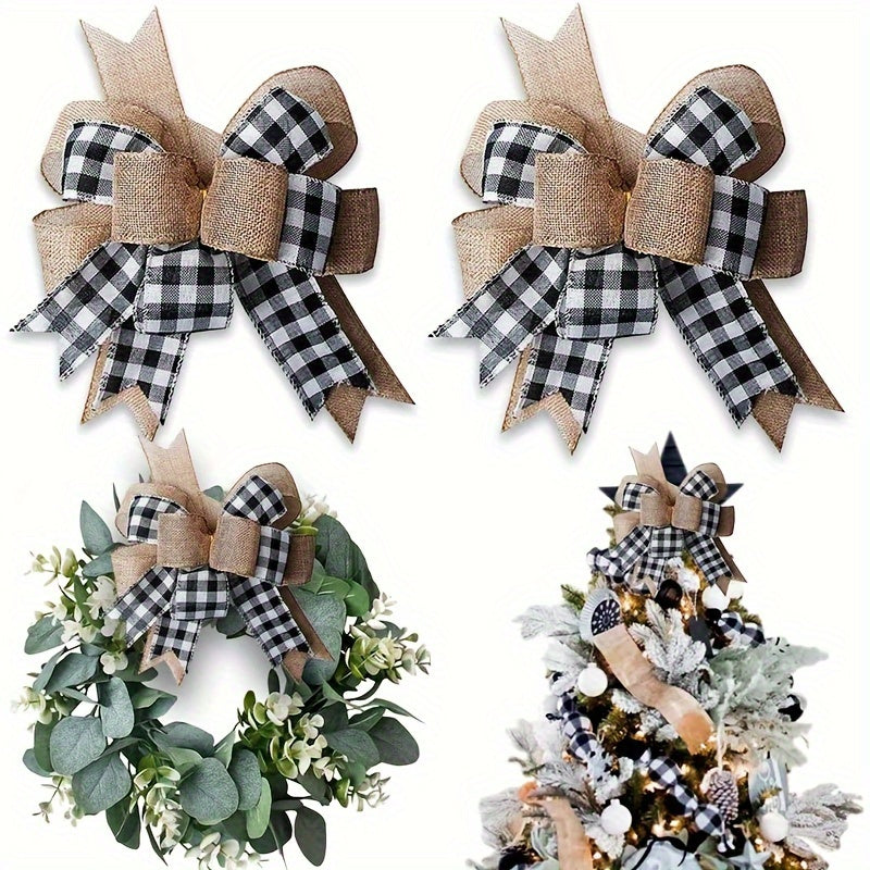 Checkered Christmas Gift Bow for Decoration