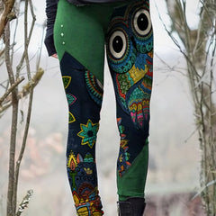  Tribal & Owl Print Elastic High Rise Skinny Trousers