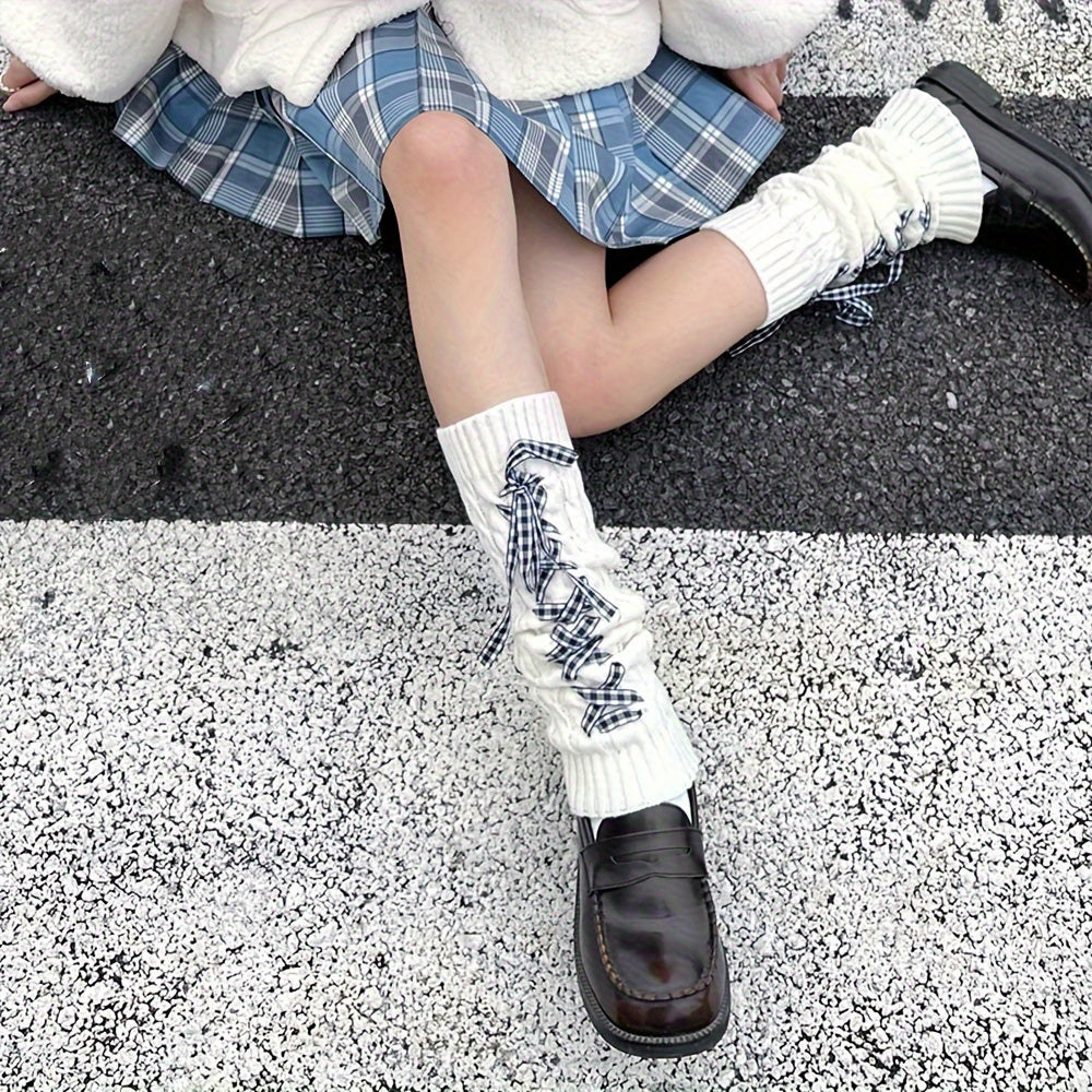 Cross Strappy Leg Warmers & Knee High Socks Women's Stockings