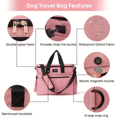 5Pcs Dog Travel Bag Set with 2 Food Containers, 2 Bowls
