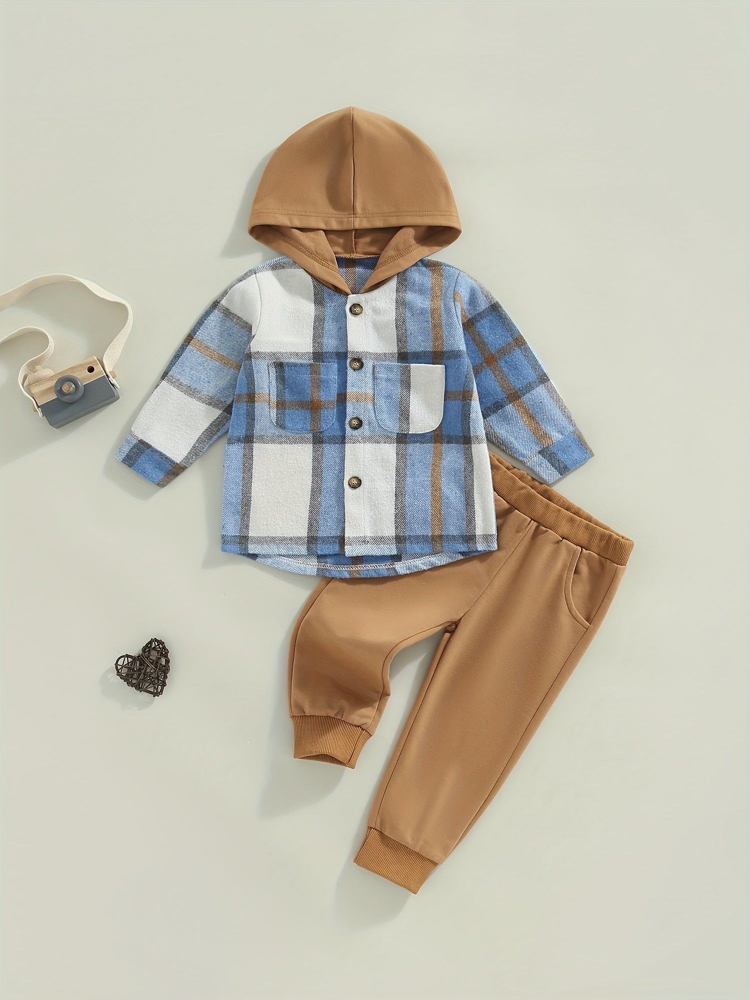 2Pcs Baby Boy's Hoodie Shirt & Pants Set Sweatsuit Outfit