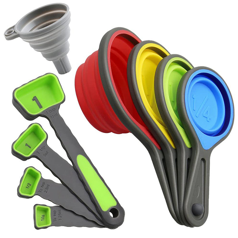 9pcs Collapsible Measuring Cups Set Engraved Metric US Markings
