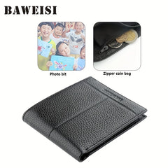 Men's Soft Leather Wallet With Zipper Bifold Card Holder