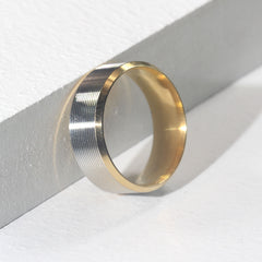 Engraved Grooves Stainless Steel Brushed Ring