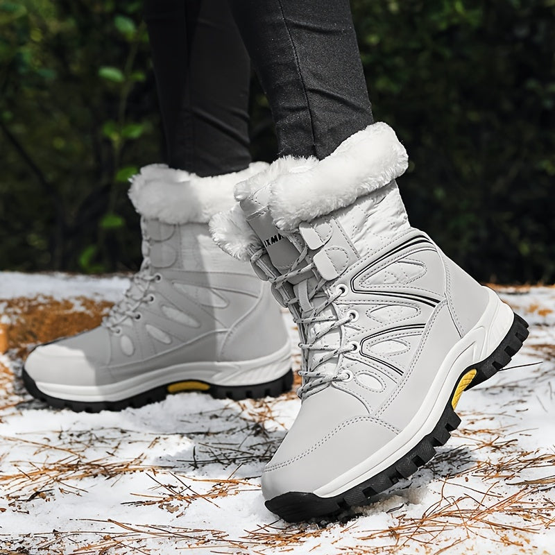 Faux Fur Lined Thermal Thick Sole Winter Boots Weather Resistance Snow Boots