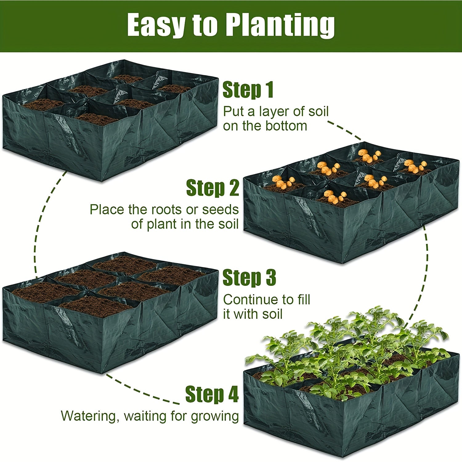 1pc Elevated Garden Flowerpot Fabric Bed 6 Mesh Raised Vegetable Growth Bags