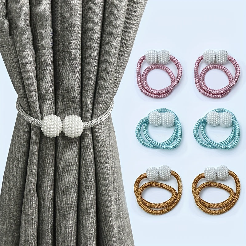 2pcs Pearl Magnetic Curtain Buckles Tieback Accessories