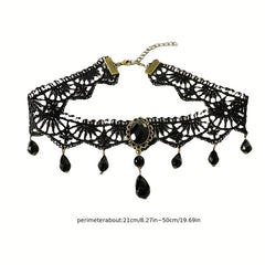 Dark Gothic Crystal Lace Necklace Choker Clavicle Chain