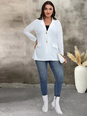  Solid Long Sleeve Button Blazer