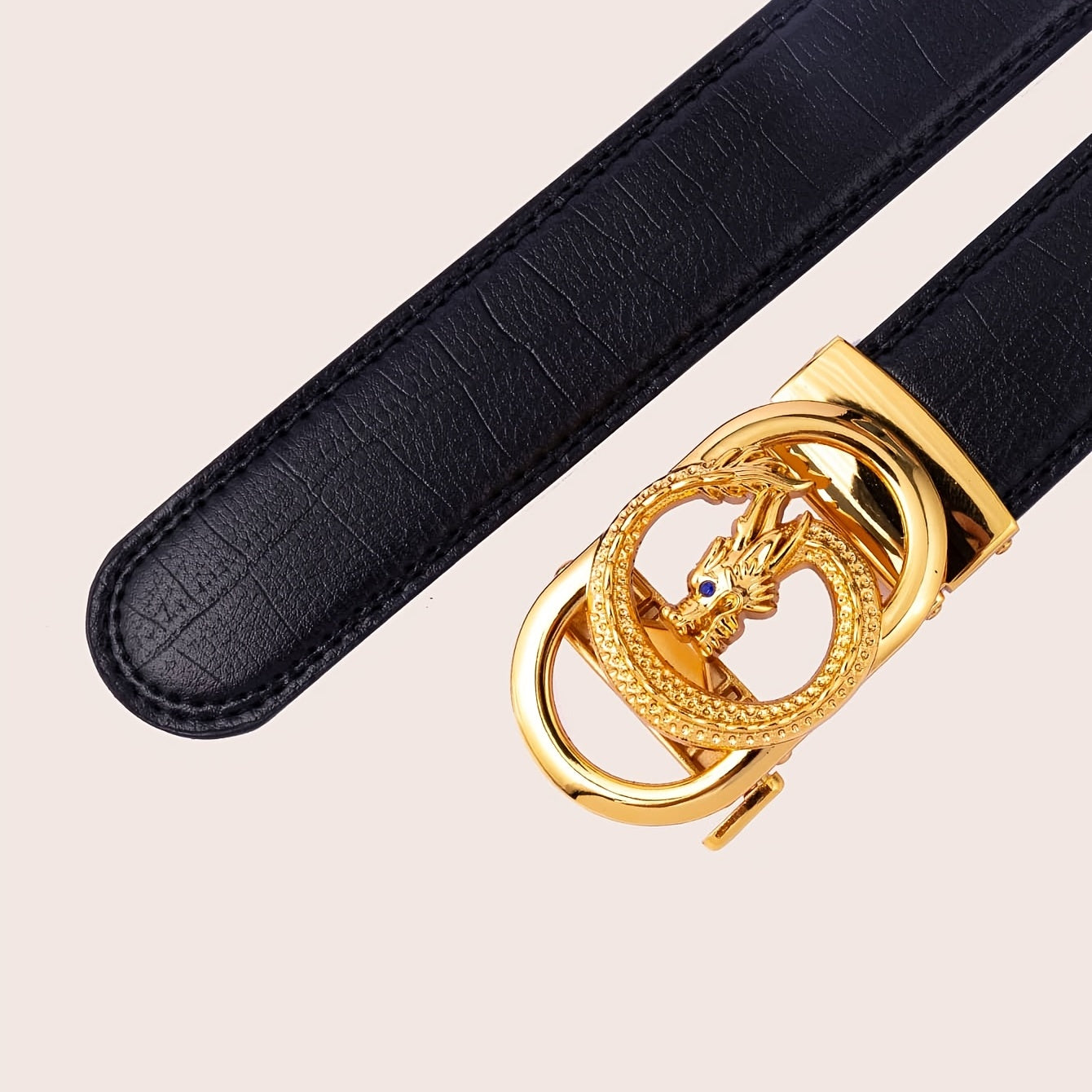 Men's Cut Edge Line Belt With Dragon Buckle