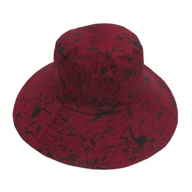 Tie Dye Print Sun Hat Solid Cotton Bucket Hat Casual Outdoor UV Protection Booni