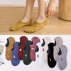 10 Pairs Cartoon Embroidery Low Cut Ankle Socks Women's Stockings
