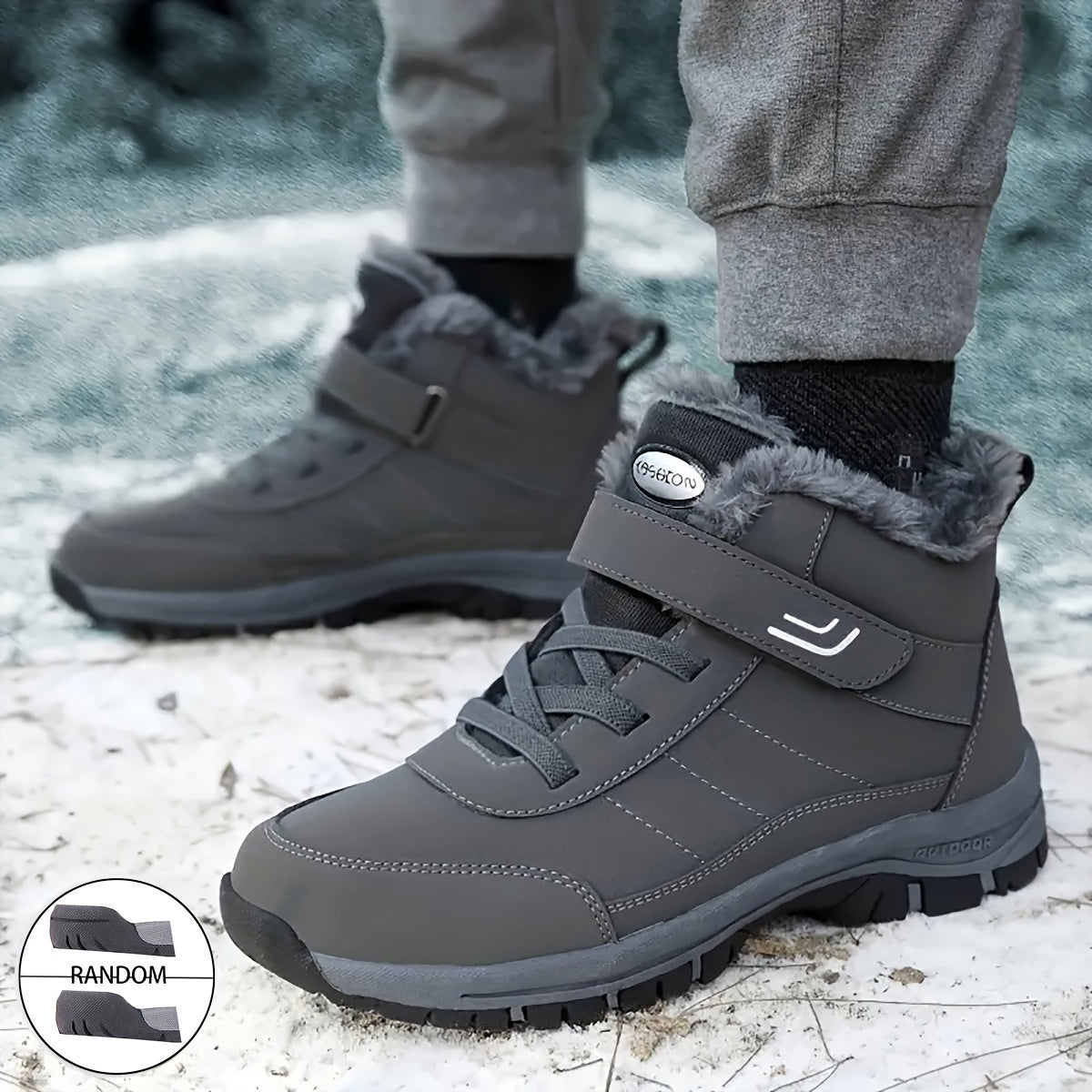 Men's High Top Snow Boots Cozy Non-slip Plush Outdoor Hiking Shoes