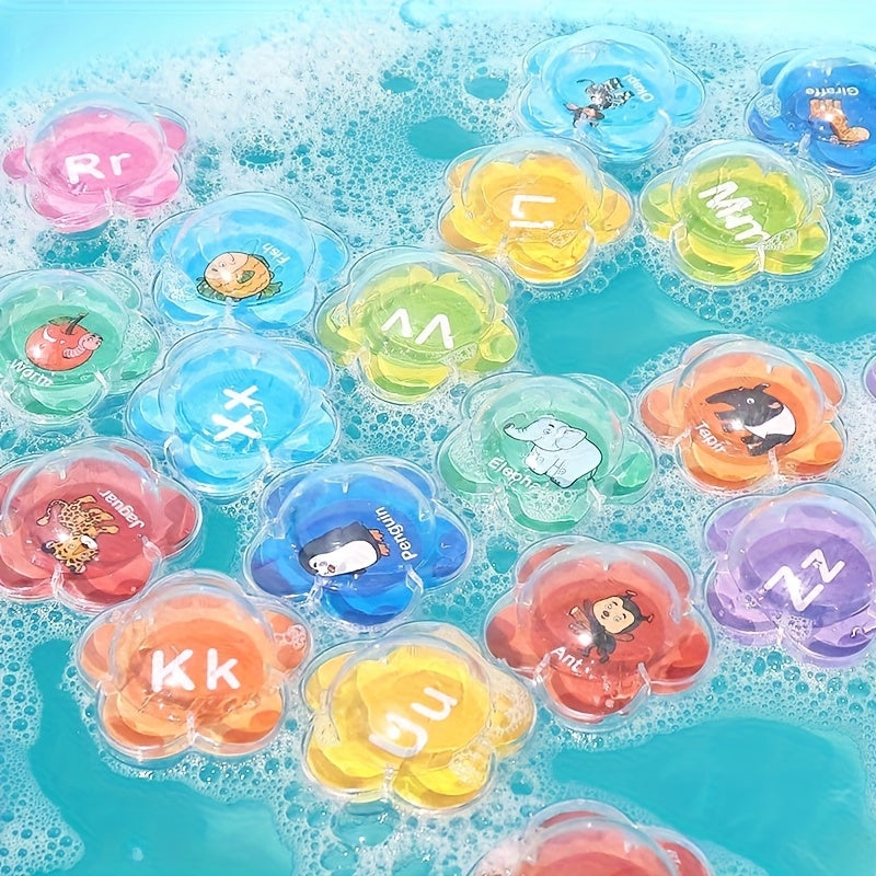 10pcs Floating Bath Learning Toys Alphabet & Number Animal Water Toy Set