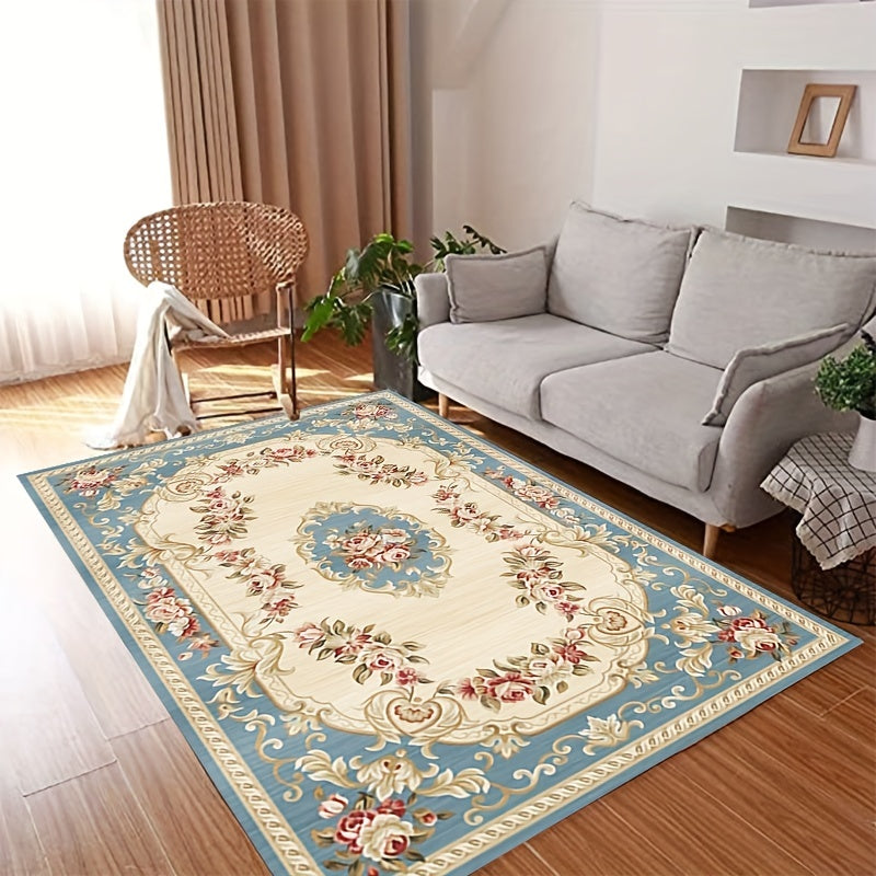 Vintage Floral Area Rug Stain Resistant Washable Anti Fatigue Water Absorbent