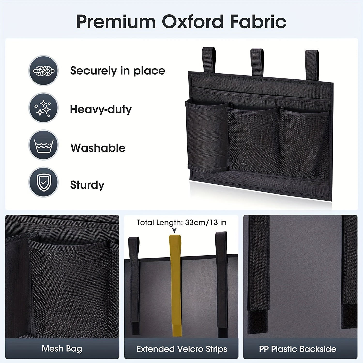 Bedside Caddy Hanging Storage Organizer for Beds - Remote Phone Holder