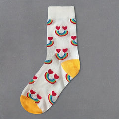 4 Pairs Letter & Cartoon Print Socks Comfy & Mid Tube Women's Stockings
