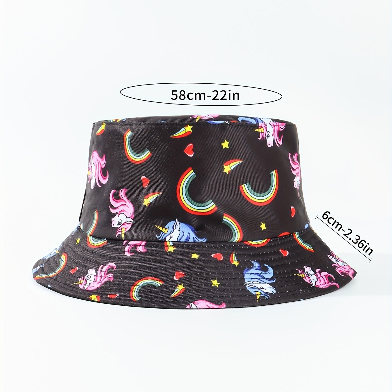 Unicorn Print Bucket Hat Reversible Fisherman Cap