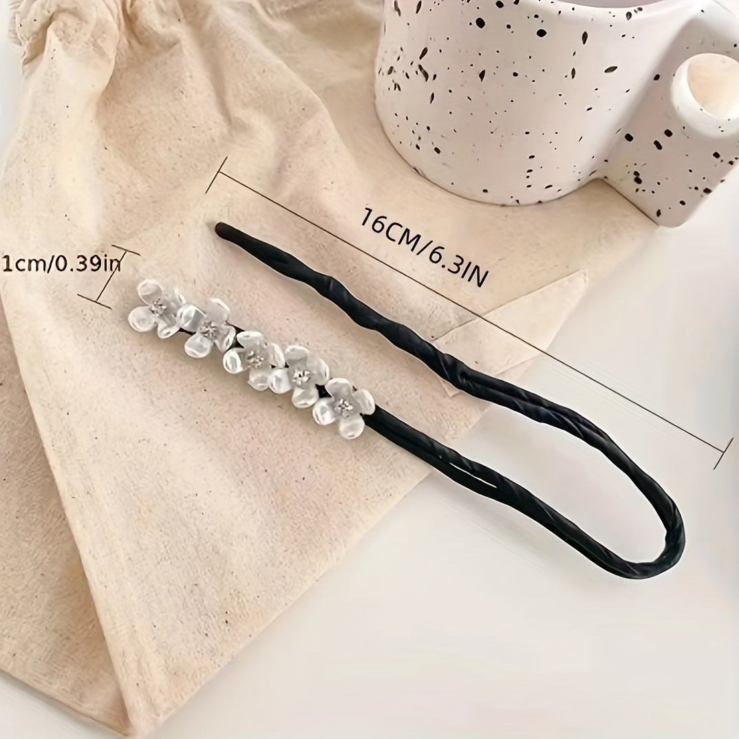 Faux Pearl Flower Hair Bun Maker Styling Tool For Women Girls