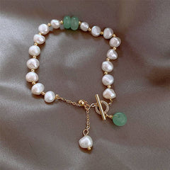 Baroque Pearl Bracelet with Gold Beads