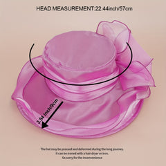 Organza Bow Derby Hat Sunscreen Breathable Bucket Hat Women Church Wedding Beach
