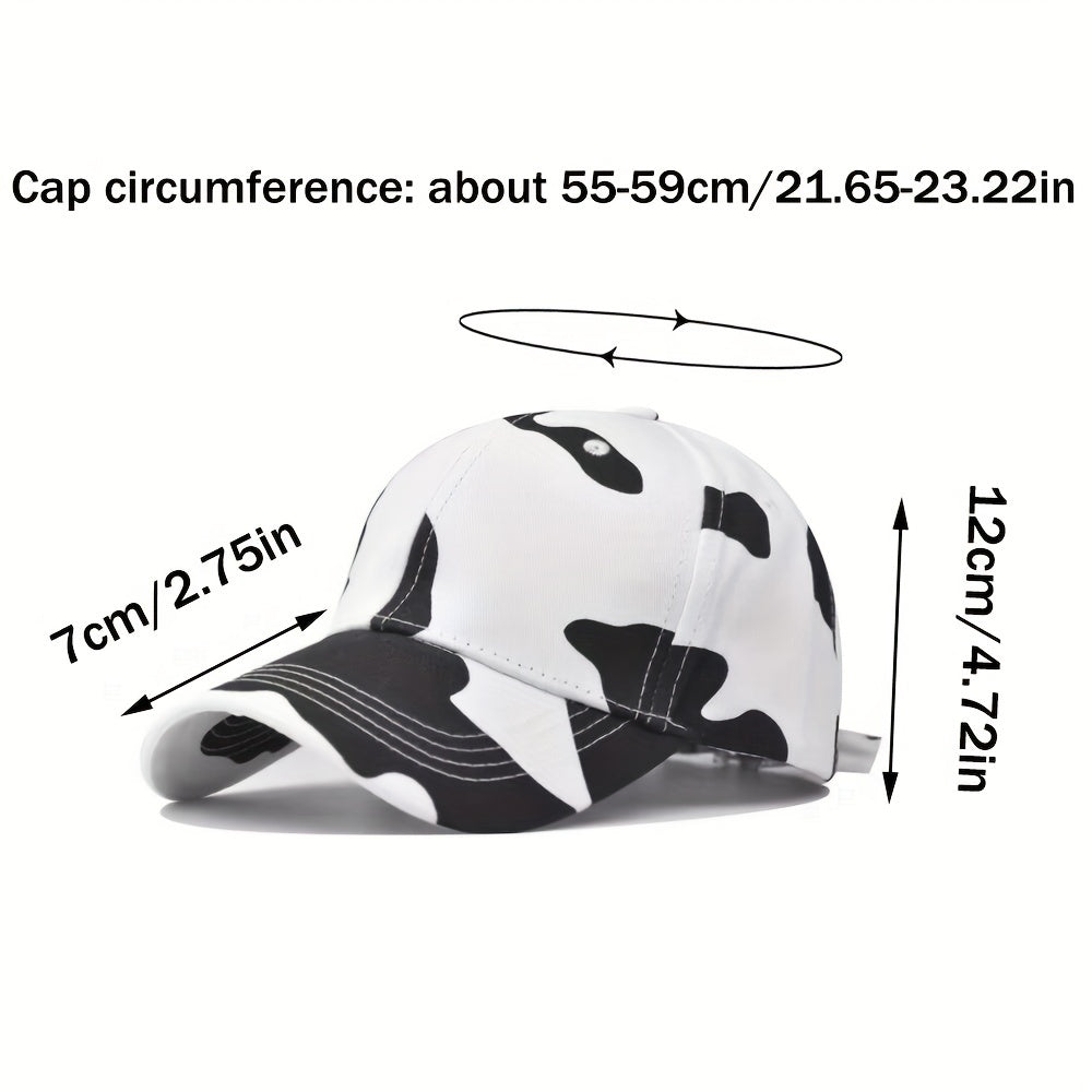 Cow Pattern Printed Baseball Cap Casual Dad Hat Adjustable Sun Hat For Women