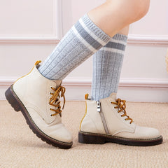 3 Pairs Striped Crew Socks Comfy & Breathable College Style Socks Women's Stocki