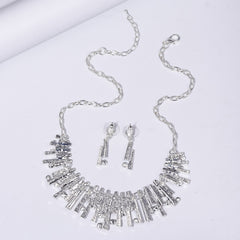 3pcs Silver Plated Geometric Earrings Necklace Set