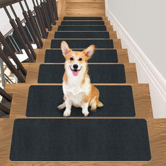 15pcs Stair Tread Carpet Anti-slip Step Mat Home Decor