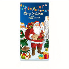 Christmas Polyester Door Curtain Flag Retro Santa Claus Decoration