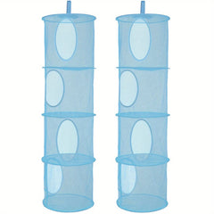 Foldable Stuffed Animal Net Hammock Organizer 4 Compartments Mesh Toy Storage