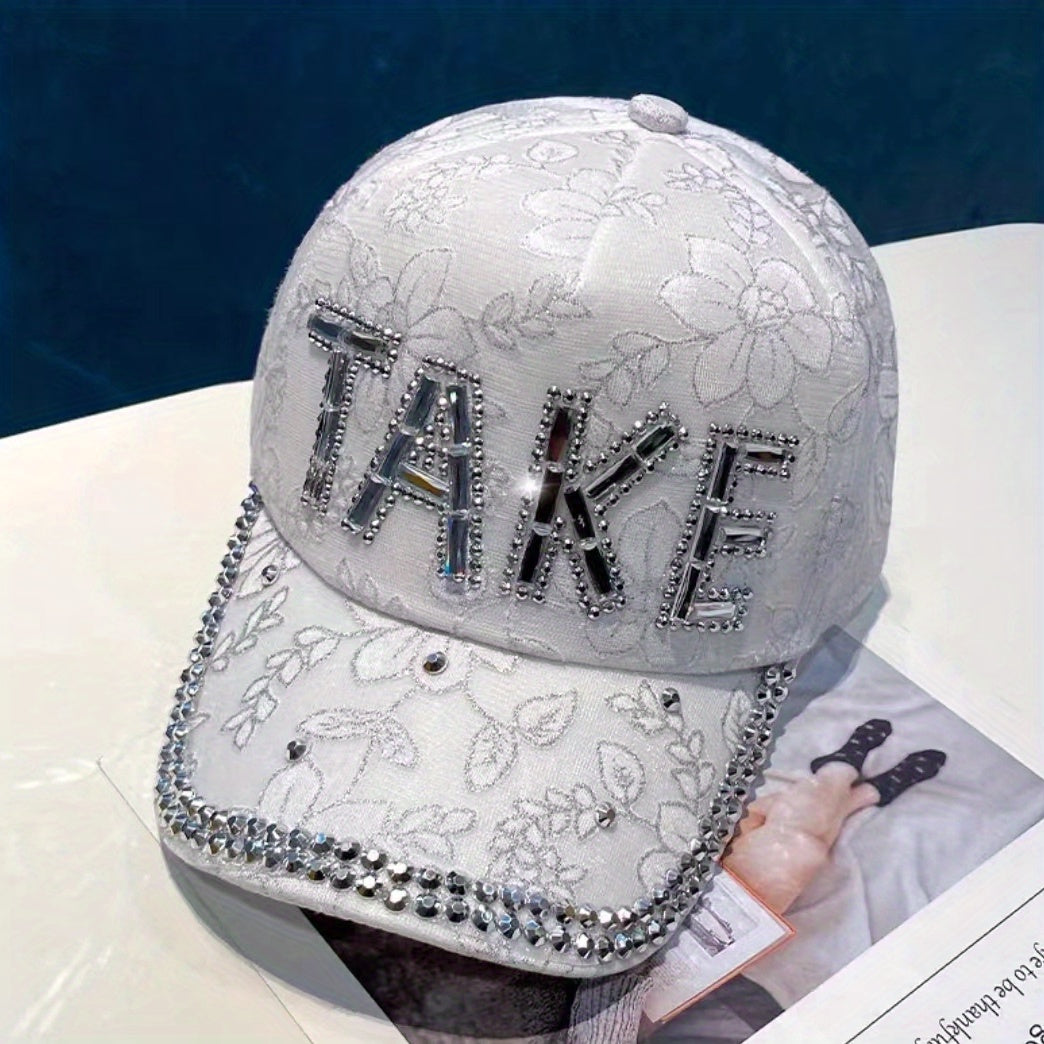 Y2K Rhinestone Flower Baseball Cap Mesh Sports Hat