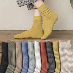 6 Pairs Women's Ribbed Mid Tube Socks
