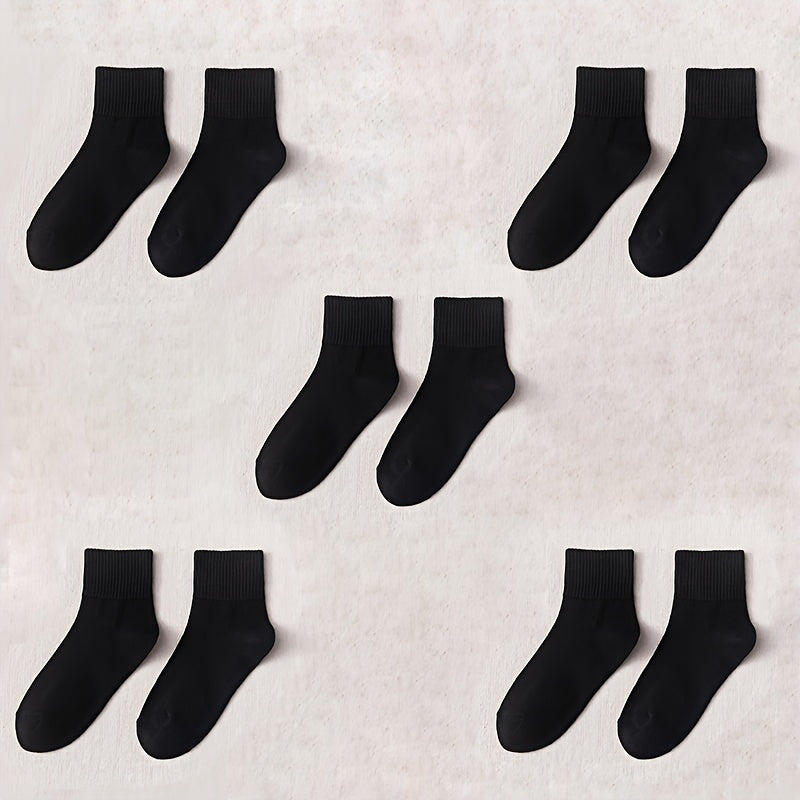 10 Pairs Women's Solid Mid Tube Socks Soft & Comfy Stockings