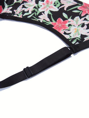  Sexy Bra Women's Plus Floral Print Lace Trim Underwire Molded Cup Bra