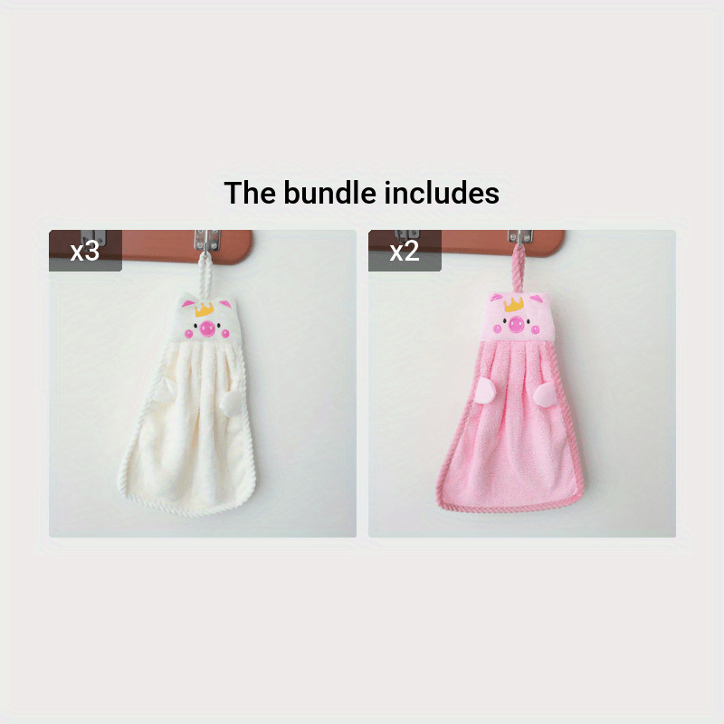 Cartoon Piggy Hand Towel Absorbent Quick Dry Bathroom Bedroom