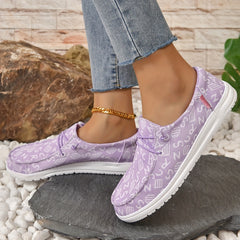 Women's Letter Graphic Slip-On Loafers Casual Walking Shoes
