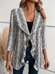  Chevron Print Open Front Cardigan
