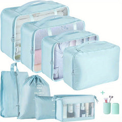 9 Pcs Travel Luggage Bag Sets, Dustproof Lightweight Organizers