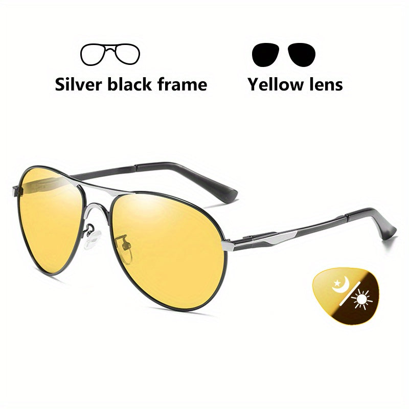 Aviation Photochromic Sunglasses Polarized Men Night Vision Driving