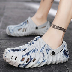Men's Casual Striped Clogs Slip On Garden Shoes Spring Summer