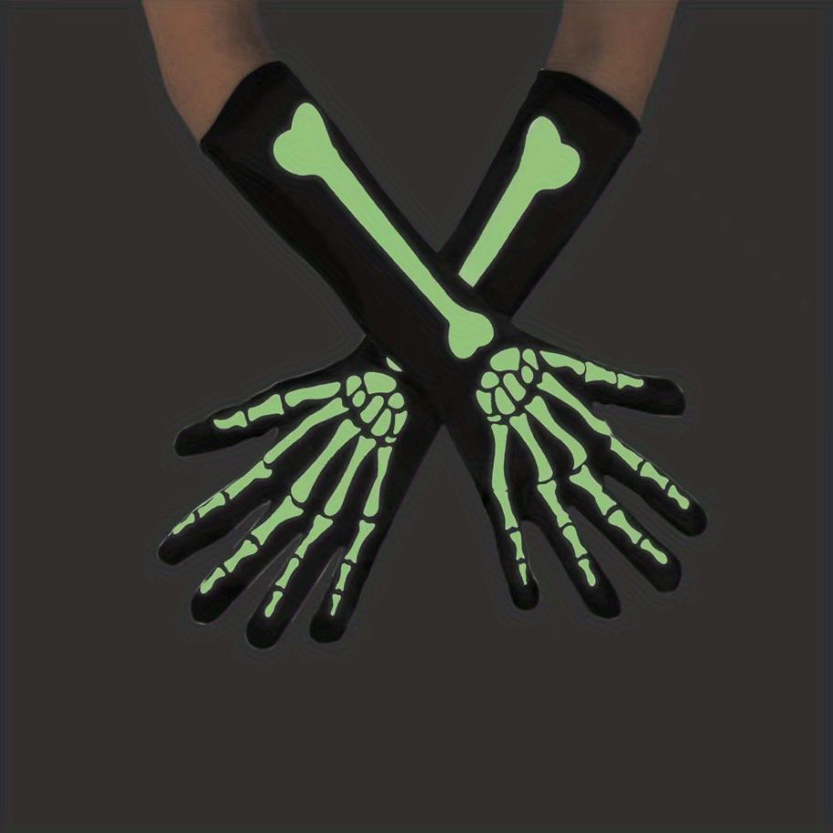 Halloween Skeleton Gloves Luminous Stockings Prom Party Costumes