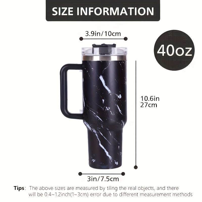 40oz Insulated Tumbler With Handle & Straw Lid Stainless Steel Car Water Cup