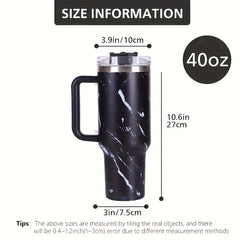 40oz Insulated Tumbler With Handle & Straw Lid Stainless Steel Car Water Cup