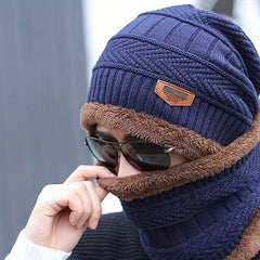 Men's Winter Cycling Hat And Neck Scarf Set Cold Proof Warm Ear Protection