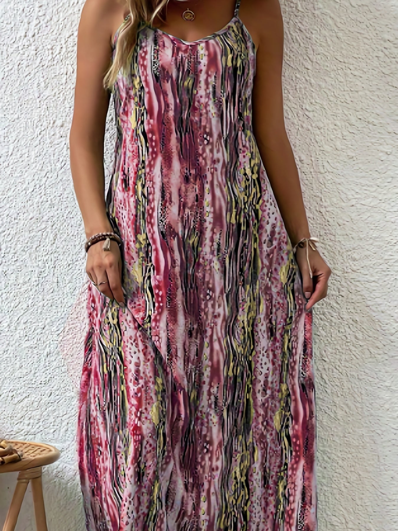  Summer Dress Women's V Neck Medium Stretch M